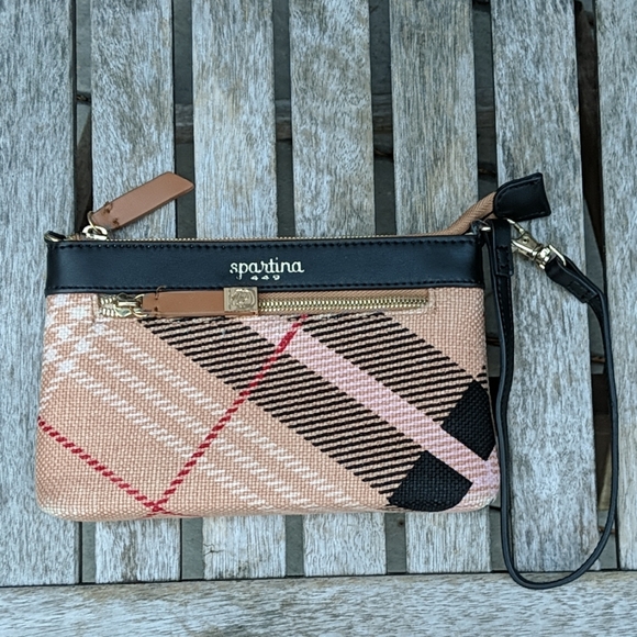 Spartina 449 Handbags - Spartina 449 Plaid Linen Clutch Wristlet